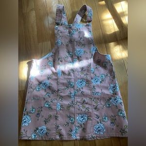 Pink with flowers overall dress